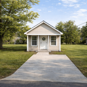 Charming cottage in suburban sunlight